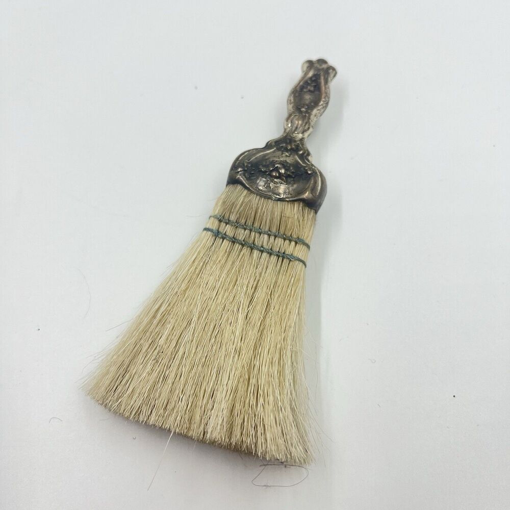 RARE* Antique Ornate Stirling Silver Handle Whisk Broom Victorian 6” Vintage